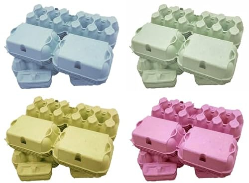 HAPPY CHICKENS 120 X New 1/2 DOZ 4 Mixed Colours 'Flat TOP' Egg Boxes for MED-Large Eggs (30 of Each)