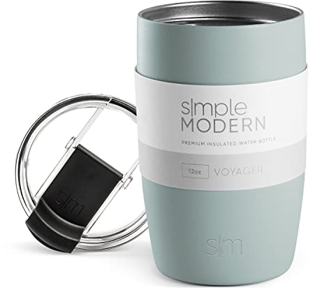 Simple Modern Thermobecher Kaffeebecher to go mit Klappdeckel | Isolierter Edelstahl-Kaffeebecher | Geschenke für Frauen und Männer | Voyager | 350ml | Sea Glass Sage