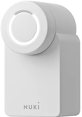 Nuki Smart Lock 3.0 - Intelligentes Haustürschloss ohne Konvertierung, Elektronisches Schloss rückwärts, Digitales Schloss mit Automatiksperre, Weiß