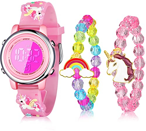 Yaomiao Kinder Einhorn Uhr und Armband Wasserdicht Kleinkind Uhr Kindertag Geschenk für 3-10 Mädchen