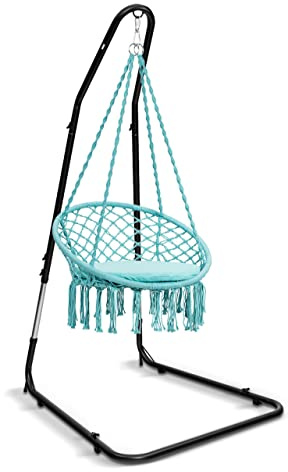 GIANTEX Soporte de Sillón Colgante, Altura Ajustable de 200 a 240 cm, Soporte de Hamaca de Acero, con Ganco de Seguridad y Patas Antideslizantes, Carga hasta 150 kg, (sin Silla Colgante)