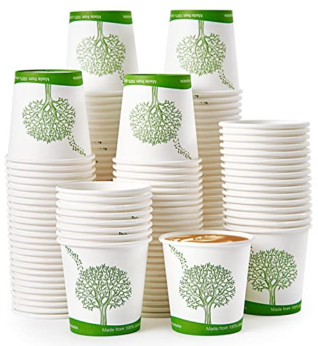ECOLipak 500 Count Compostable Paper Cups, 4 oz Paper Espresso Coffee Cups with PLA Lined, Disposable Eco-friendly Biodegradable Hot Paper Cups for Party, Picnic,Travel,and Events