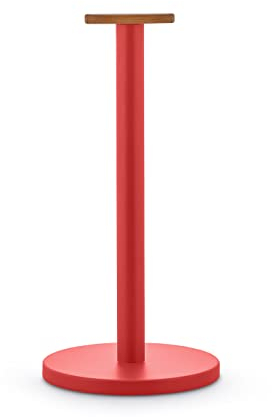 Alessi Mattina BG05 R - Porte-rouleau de Cuisine Design, en Acier Coloré avec Résine Epoxy et Bouton en Bois de Bambou, Rouge