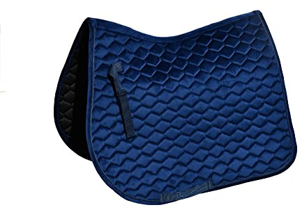 Rhinegold Velvet Hexagon GP Saddle Pad-Full-Ink Blue