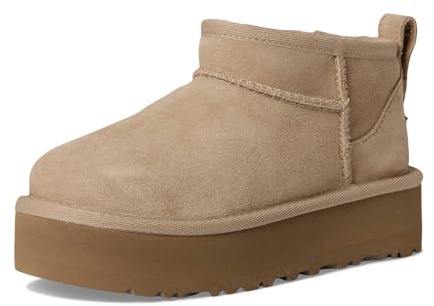 UGG Klassische Ultra Mini Plateau-Stiefeletten aus Leder beige