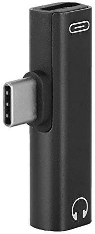 USB-laddningsomvandlare, 2 i 1 TYPE-C Till 3,5 Mm-uttag Hörlursadapter USB-laddningsomvandlare Multifunktionstransverter, Aluminiumlegeringsmaterial(svart)