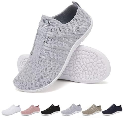 Merdoo Barefoot Shoes Femme Homme Semelle Zéro Drop Chaussures Pieds Nus Ete Respirantes Fitness Sneakers Confort Chaussures de Marche Basket Trail Chaussures Minimalistes Unisexe Gris 39EU