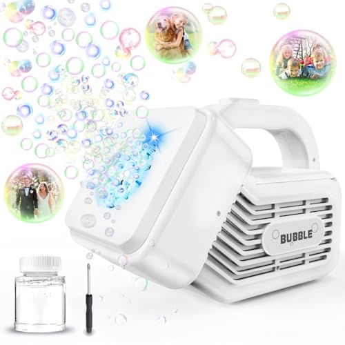 PANACARE Tragbare Kinder Seifenblasenmaschine, Automatische Seifenblasenmaschin 10000+ Blasen/Min mit Seifenblasenlösung/Licht, Kinder Seifenblasenmaschine Outdoor Hochzeit/Party