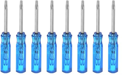QUARKZMAN 8st Mini T6 Torx-skruvmejsel magnetisk stjärnhuvud 45 mm längd för reparation klockor elektroniska glasögon, blå
