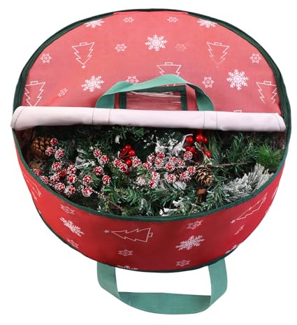 YiYa Borsa Portaoggetti Corona Natalizie Contenitore per Ghirlande di Natale Impermeabile Borsa per Ghirlande Natalizie per Ghirlande Oggetti di Natale（Rosso）