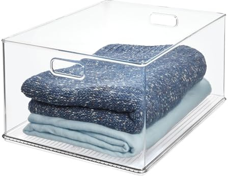 InterDesign iDesign Recycled Plastic Stackable Storage Bin with Handles - Clear