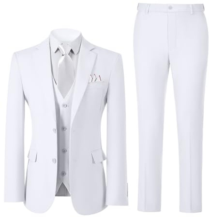 White Suit for Boys Size 18 Formal Slim Fit Boy Wedding Tuxedo for Teens