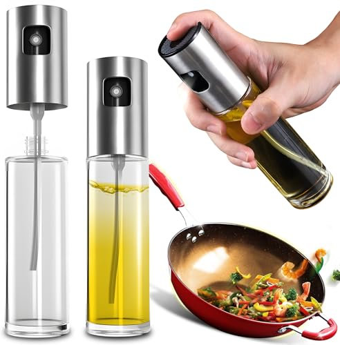 Retoo Spruzzatore per olio per cucinare, 100 m, in vetro spray per olio da cucina, spray per olio, nebulizzatore per olio d'oliva, spruzzatore per insalata, barbecue, forno, plastica, trasparente