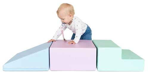 IGLU Soft Play - Lote de 3 Bloques de Espuma motricidad para bebé de Flexiones Gigantes de Espuma (Pastel)