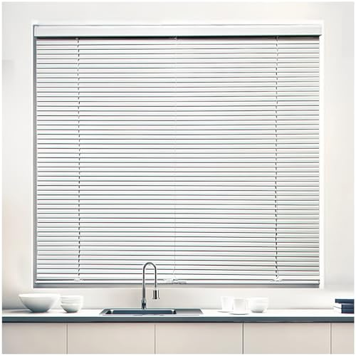 Blackout Cordless Blinds, Aluminium Venetian Blinds, Visibility, Strong, 25mm Slats, Windows Treatment, for Bedroom, Kitchen, Office(Beige)
