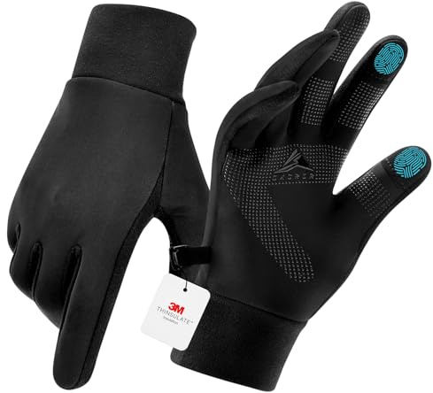 GXCROR 3M Thinsulate Winterhandschuhe, Fahrradhandschuhe, Laufhandschuhe, rutschfest und touchscreenfähig, geeignet für Radfahren, Laufen, Angeln und Motorradfahren