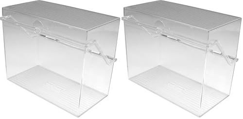 Helit H6214602 - Scatola portadocumenti per 400 schede, formato DIN A6 orizzontale, vetro trasparente (Confezione da 2)