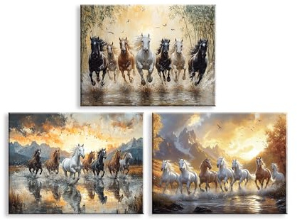 Piy Painting Arte Mural En Lienzo, Cartel Artístico Animal, Caballo Corriendo Impresión En Lienzo, Decoraciones Murales Cuadros Para Sala De Estar Oficina Bares Estudio De Yoga, 3 Piezas 30x40cm