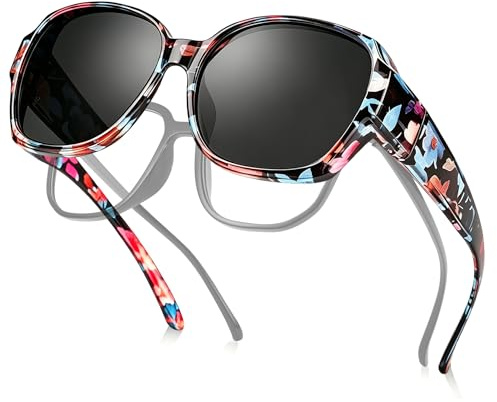 Hifot Lunettes Solaires pour Porteurs de Lunettes Femmes Homme,UV400 Lunettes de Soleil Polarisées à Superposer pour Conduite Sport