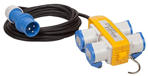 Distributore di Corrente CEE con Blocco 4 Prese e Cavo 5 metri Brennenstuhl 1166308 | Multipresa Elettrica professionale Ideale come Prolunga | Adatto per Utilizzo Esterno ed in Cantiere | IP44