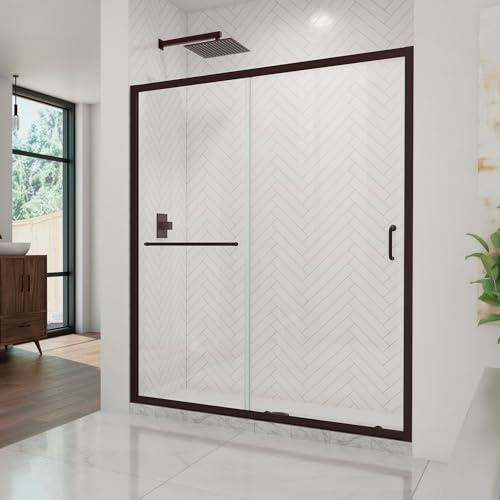 DreamLine Infinity-Z 56-60 in. W x 72 in. H Semi-Frameless Sliding Shower Door, Clear Glass in Oil Rubbed Bronze, SHDR-0960720-06