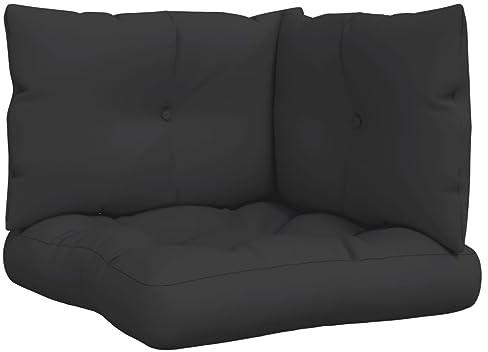 vidaXL Coussins de Palette Lot de 3, Coussin de Siège de Salon, Coussin de Meuble de Jardin Terrasse, Coussin d’Assise Extérieur, Noir Tissu