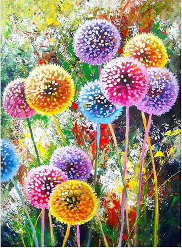 MXJSUA DIY Diamant Painting Kit, Pissenlit Coloré 5D Dessin Art du Diamant Complet Kits, Diamond Art Kits Strass Point de Croix Painting pour Adultes Débutants Maison Décor 30X40cm