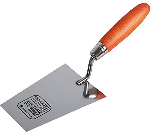 Toolty Stainless Steel Bucket Trowel - 160mm - Wooden Handle - for Scooping and Scraping: Mortar, Cement, Plaster - Masonry, Brickwork DIY - TLTY-0203T