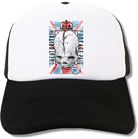 Great Britain Post Inspired King Skull Trucker Cap Baseball Hat