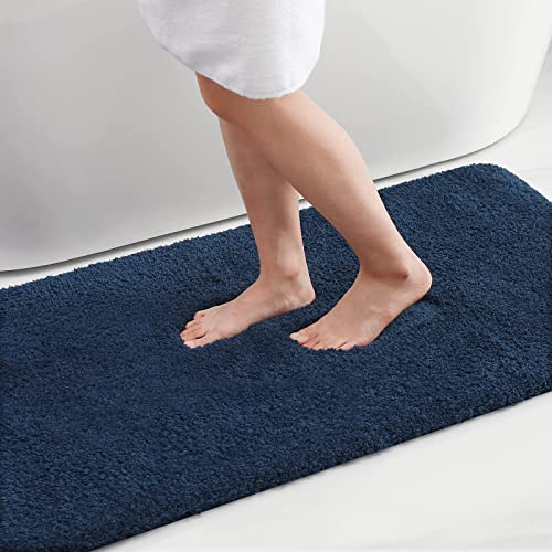 Homaxy Badezimmerteppich rutschfest Waschbar Badematte Weich Flauschig Badteppich Shaggy Hochflor Mikrofaser Badvorleger – 60 x 90 cm, Marine Blau