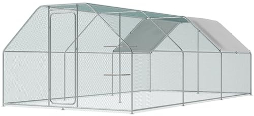 Chicken Coop Large Metal Chicken House/Pen with Climbing Frame for 15-20 Chickens, Outdoor Walk-in Poultry Cage Flat Shape for Ducks, Rabbits, Dogs Etc, 236 x 117.6 x 78.7 - 2 Box Set