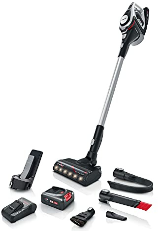 Bosch BCS8224GB Unlimited 8 ProHome Cordless Stick Vacuum Cleaner, With Quick Charger, Suitable for All Floor Types, 2 Interchangeable Bosch 18V Batteries, 60 Minutes Run Time, White