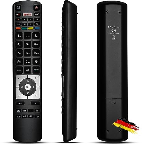 Dakana Fernbedienung für Telefunken RC5118 / RC 5118 Finlux Vestel Edenwood 4K Ultra HD mit YouTube Netflix Tasten Fernseher Receiver TV vorkonfiguriert und sofort einsatzbereit (RC5118)