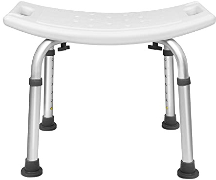 YRHome Duschstol, badpall, duschpall, konkav, justerbar höjd 38–53 cm, aluminium, duschhjälp, badstol, duschsits, halkskydd, för barn, gravida seniorer, kan belastas upp till 136 kg
