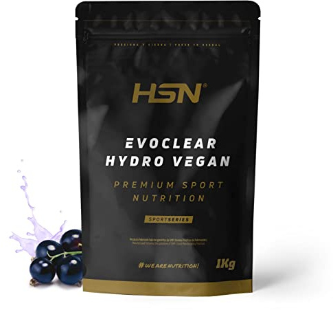 Proteína Clear Vegana de HSN Evoclear Hydro Vegan | Sabor Grosella Negra 1 Kg = 63 Tomas por Envase Proteína Hidrolizada de Guisante | Textura Tipo Zumo Refrescante | No-GMO, Vegano, Sin Gluten