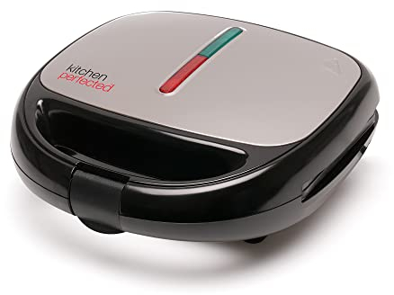 Kitchen Perfected 4-in-1 Snack Maker, makes perfect Toasties, Waffles, Omelettes and Paninis, 3 interchangeable easy clean non-stick cooking plates, locking latch, black - E2731