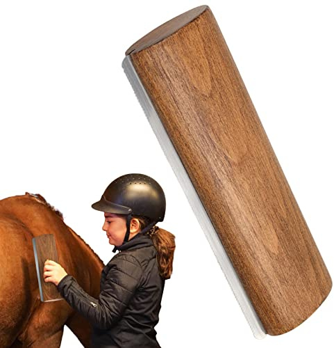 Spazzole per cavalli per toelettatura, spazzola per cavalli con denti in acciaio inossidabile con manico in legno, rimozione indolore dei con spazzola in legno dal design ergonomico, strumento pe