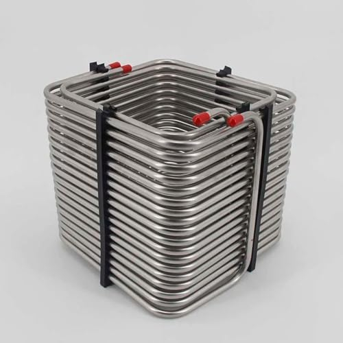 Zelbuck Enfriador De Agua, Enfriador De Mosto Cuadrado De Acero Inoxidable De 2 Vías Tubo OD De 5/16 (8 Mm) Caja De Cerveza De Barril De Alta Eficiencia Kegerator DIY