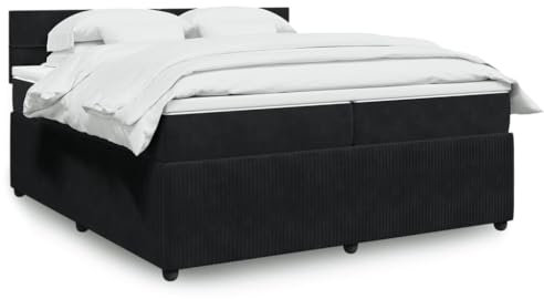 qohoio Boxspringbett mit Matratze Schwarz 200x200 cm Betten Bett Mit Matratze Bett Boxspringbett Schlafzimmer MöBel Samt - 3290132