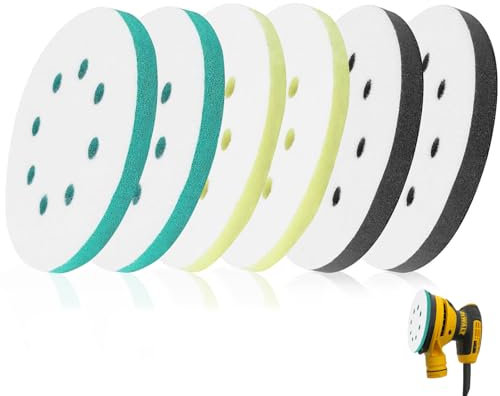 6 Pcs Upgraded Foam Sanding Pads for Orbital Sander, 125mm Polishing Pads Sponge Polishing Buffing Pad Discs for Drill Orbital Sander Pads Impact Resistant Low Noise