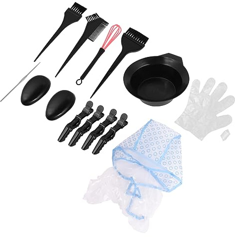 Healeved 15piezas Suplementos Para Teñir El Cabello Kit De Herramientas Cuenco Peine Cepillo Tinte Para Mechas Coloración Adecuado Para Salón y Hogar