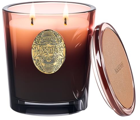 M&SENSE Candela Profumata Grandi 560g Mogano Sandalo, 110H Dura, Cera di Soia Non Tossico Candele, Home Decor Casa, Regalo di Lusso per Donne/Compleanni/Natale