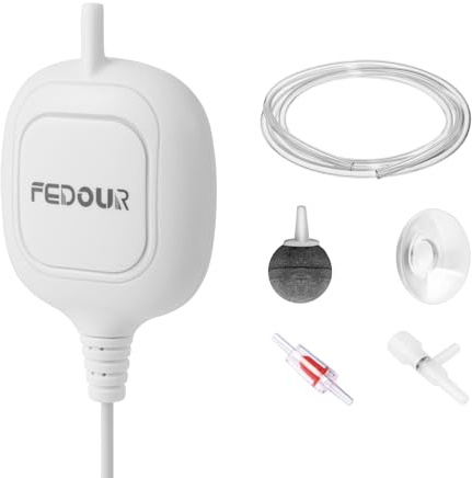 FEDOUR Mini Pompa Aria Silenziosa per Acquario, Aeratore Nano Ultra Silenzioso, Pompa a Bolle per Vasche d'Acqua, Adatta per Vasche Betta e Bocce per Pesci Fino a 35 litri