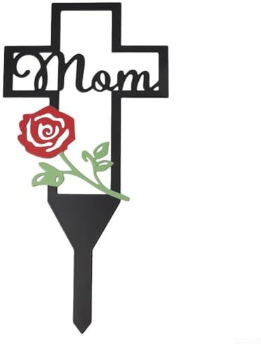 Piquet commémoratif en forme de croix en fer, un ajout robuste et significatif à n'importe quel site funéraire (C)