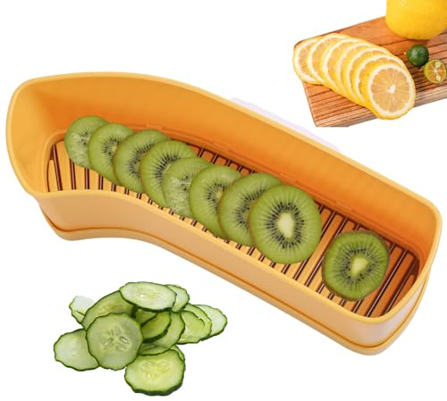 lasuroa Multifunktionell Fruktskärare, Gurkskärare Bananskärare Bärbar Skivverktyg för Kök Frukt Druvor Ägg Varmkorv Snabb Måltidsmakning (Gul)