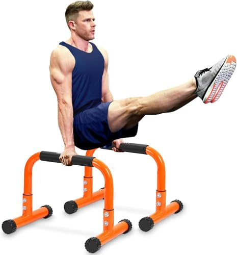 TABEKE Push Up Bar, 12 Inch High Non-Slip Parallettes Bars & Dip Bars With Foam Handles, Heavy-Duty No Wobbling Calisthenics Equipment For Handstand, L-Sit, Gymnastics, Strength Training Home Gym Use