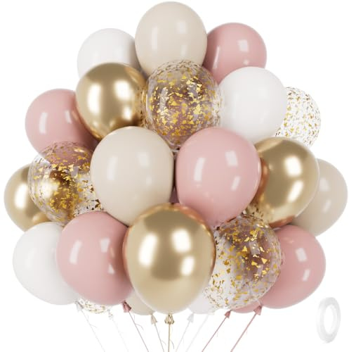 födelsedagsballonger (gammalrosa och guld)