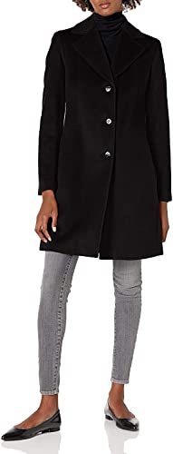 Calvin Klein Women's Classic Wool Blend Coat, Deep Black, 6