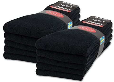 sockenkauf24 10 | 20 | 30 Paar Sportsocken Tennissocken Arbeitssocken Herren & Damen Socken Baumwolle (43-46, 10 Paar | Schwarz)