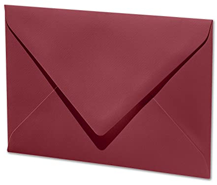 ARTOZ 50x Briefumschläge gerippt - Weinrot - DIN B6 178 x 125 mm - Kuvert ohne Fenster - Umschläge mit Nassklebung - Spitze Verschlusslasche